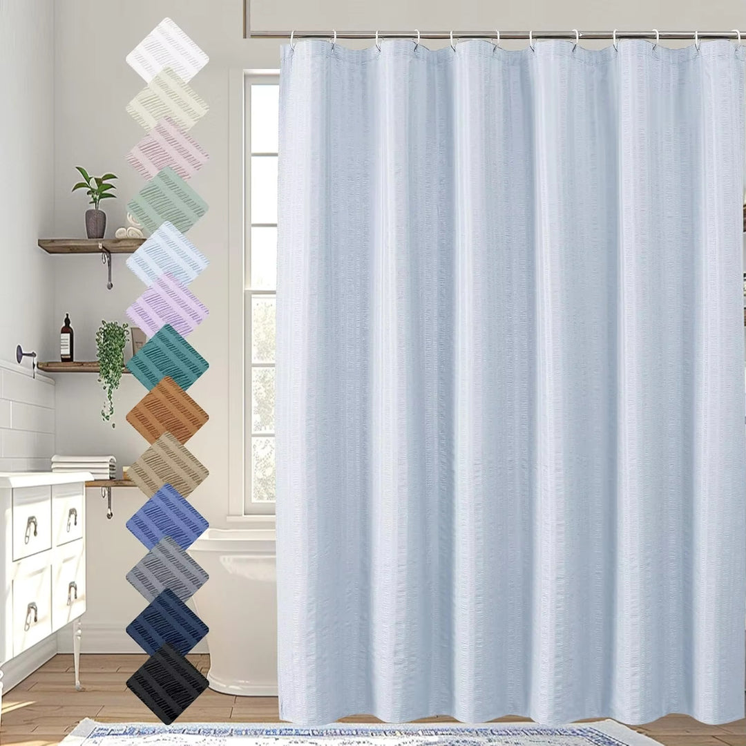 Premium Textured Shower Curtain Bowlift