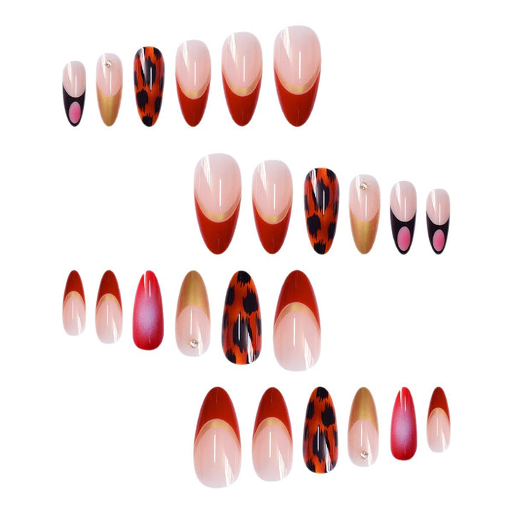 Artistic Stiletto Press-On Nails with Metallic Accents Bowlift