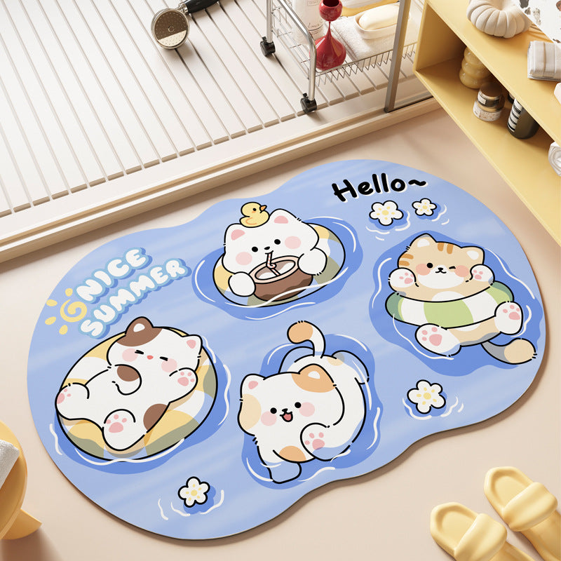 Playful Cartoon Animal Area Mat Bowlift