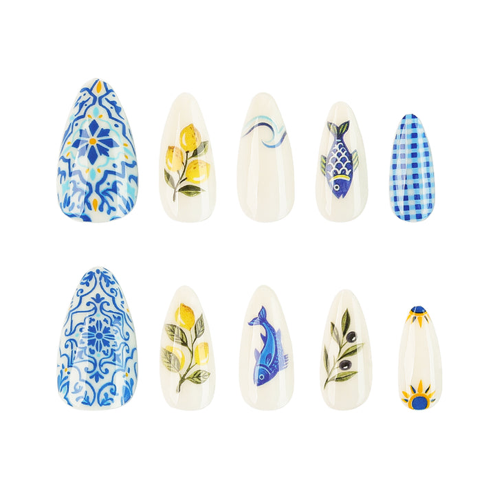 Artistic Nail Art with Fruit and Ocean Motifs Bowlift