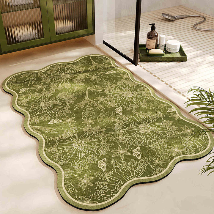 Floral Pattern Bath Mat Bowlift