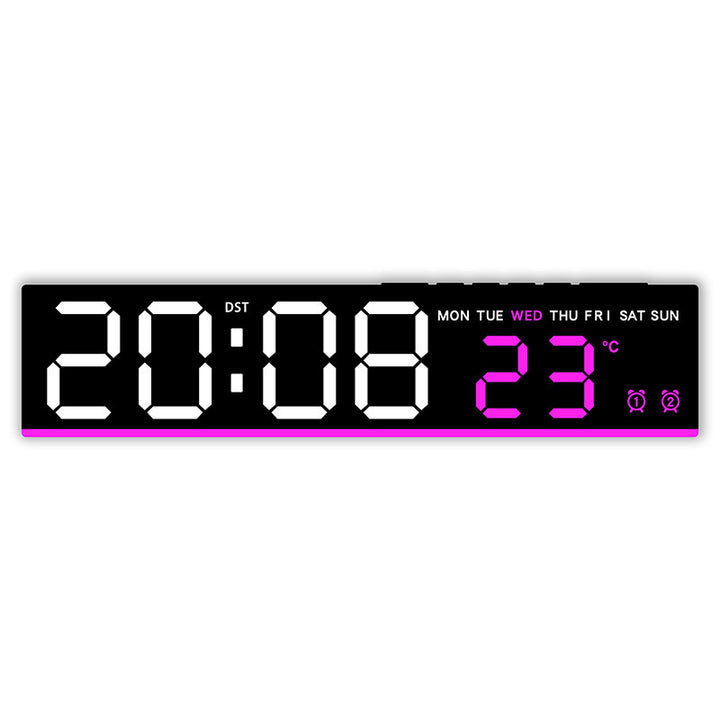 Digital wall clock with large LED digits and temperature display Bowlift