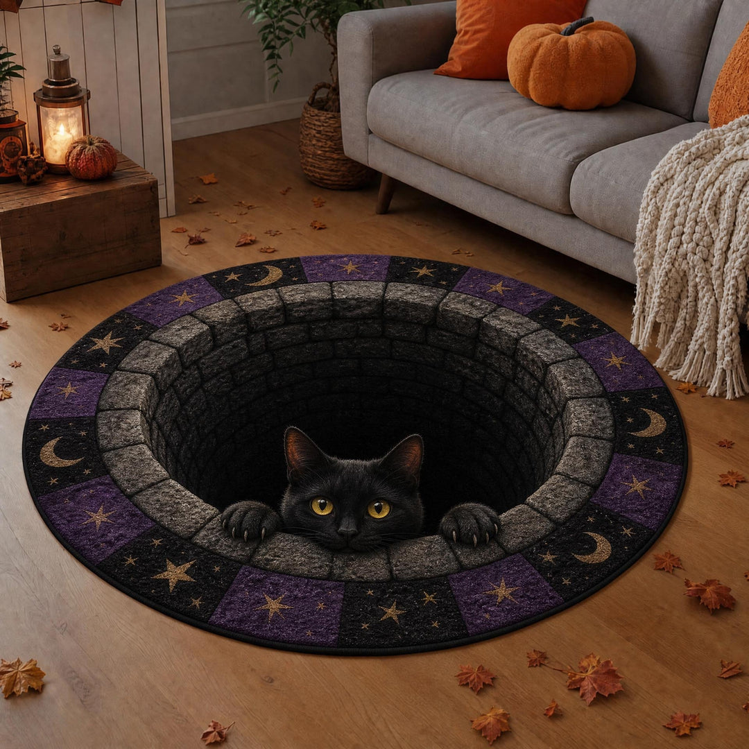 3D Cat Theme Round Rug