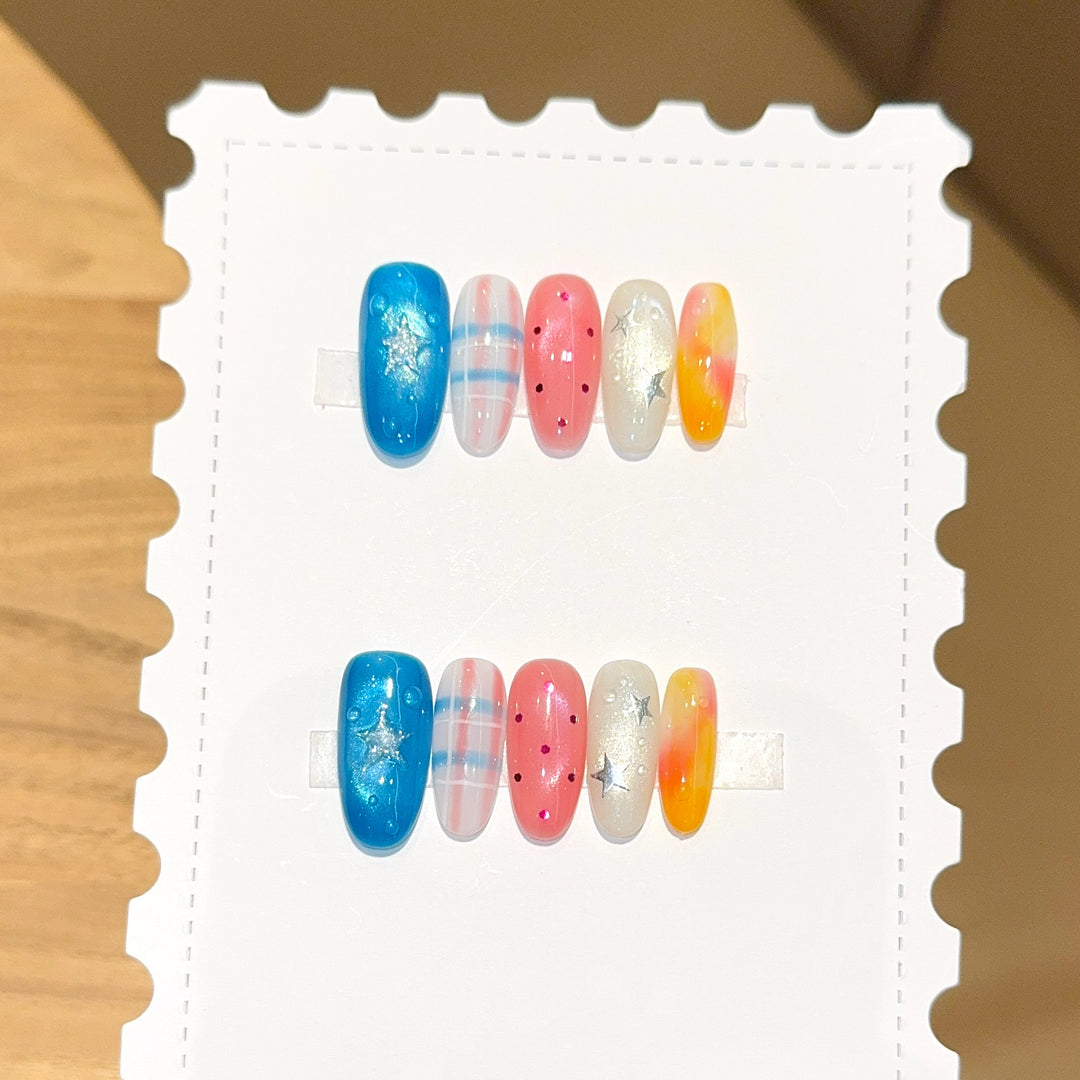 Creative nail art set with glitter and star design Bowlift
