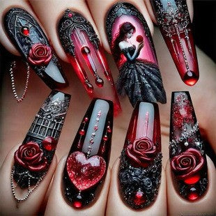 Artificial nails with Romantic Heart Design Bowlift