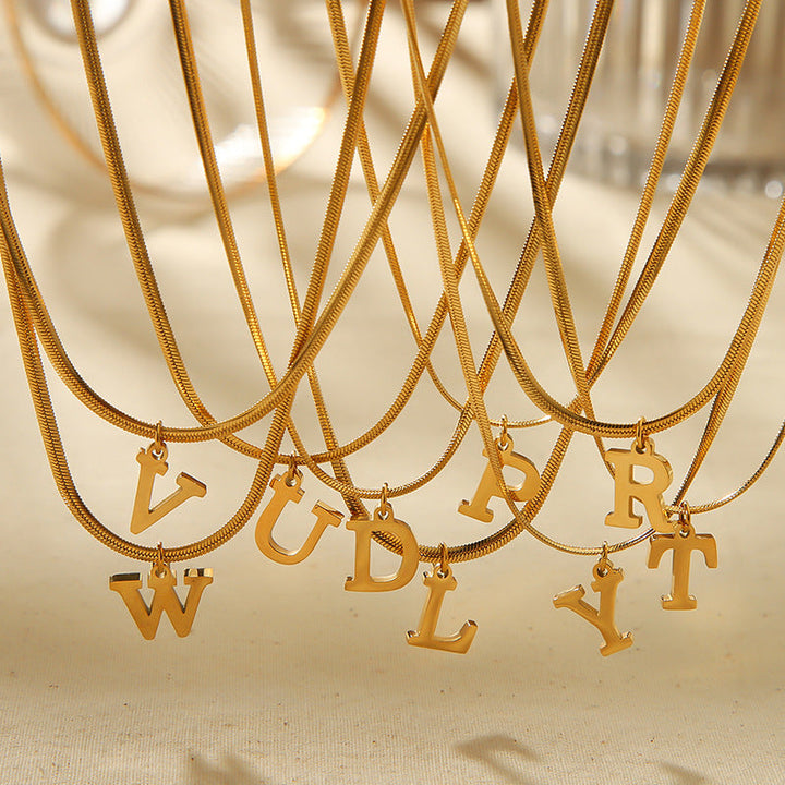 BowLift | Minimal Serif Letter Initial Herringbone Necklace