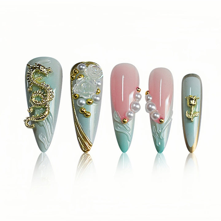 Decorative Stiletto Press-On Nail Art Extensions Bowlift