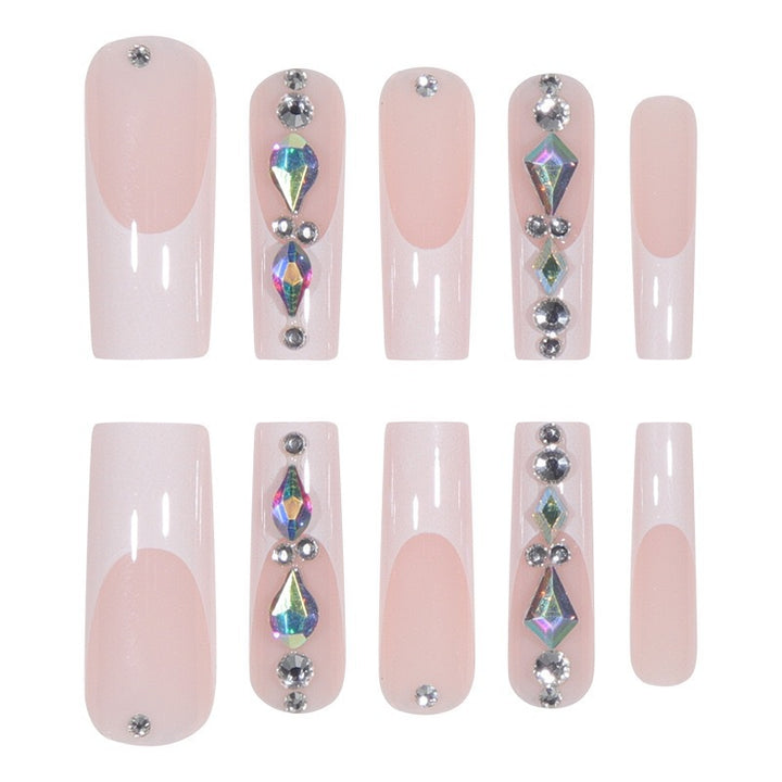 Artificial nail set with glamorous rhinestones and 3D decorations Bowlift