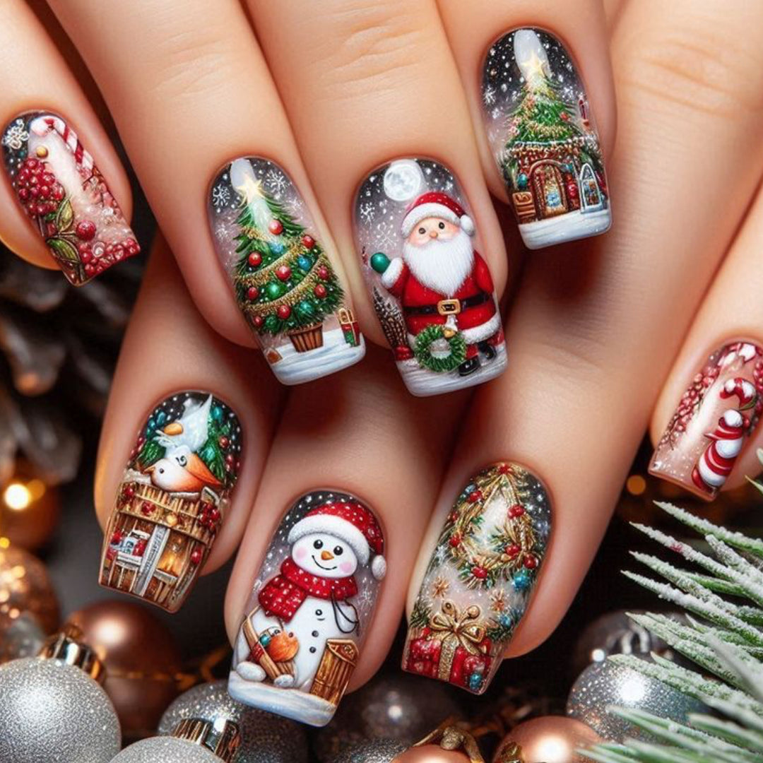 Festive 3D Christmas Nail Art Extensions Bowlift