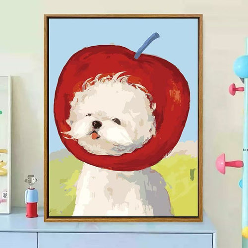 Cute Dog-Themed Decorative Canvas Art Bowlift