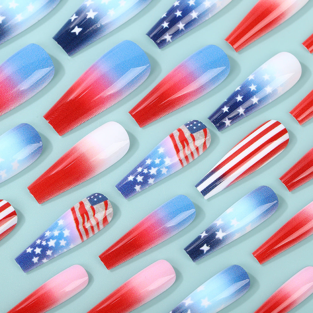 Artificial nail set with patriotic design Bowlift