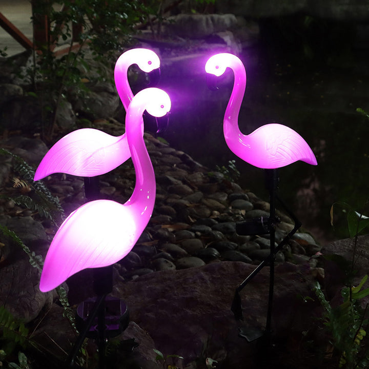 Decorative Solar Flamingo Lawn Stake With Adjustable Arm Bowlift