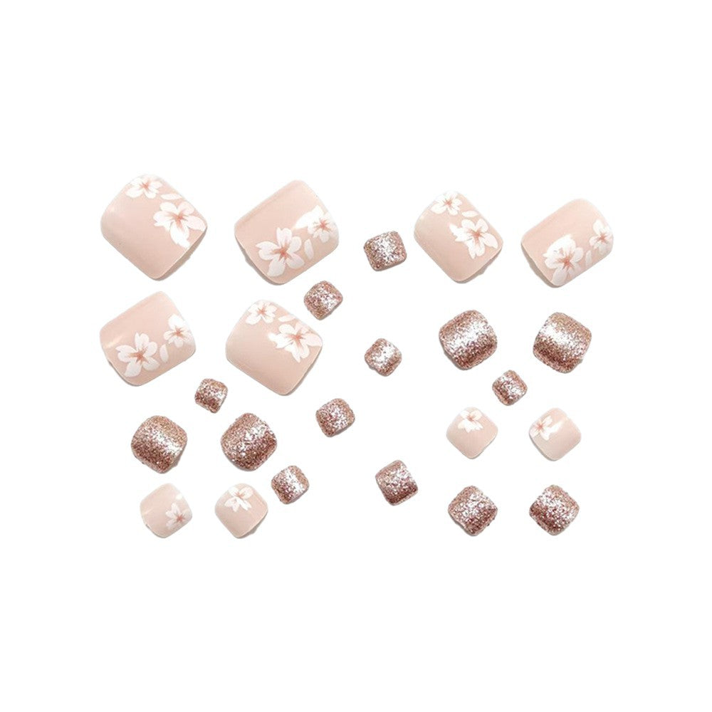 Fingernail art set with elegant floral design and glitter accents Bowlift