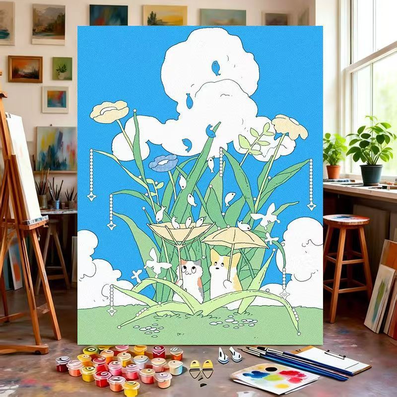Whimsical Nature-Themed Paint by Numbers Canvas Art Bowlift