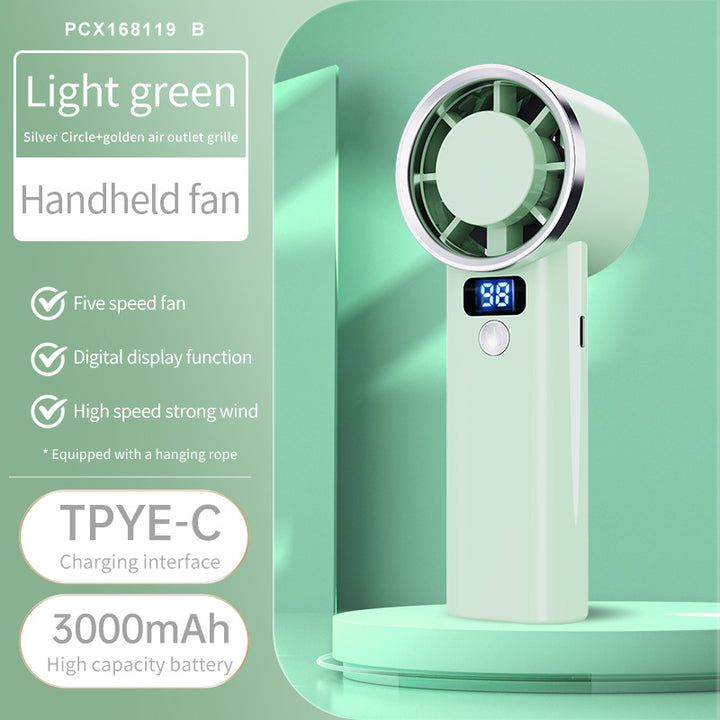 Unisex handheld fan with digital display and five speed levels Bowlift