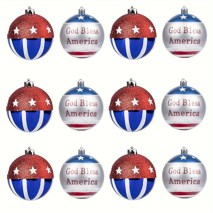 Unisex nan patriotic glass Christmas bauble set with glitter effect and inscription Bowlift