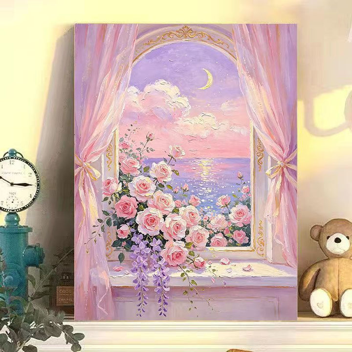 Romantic Floral Landscape Canvas Art Bowlift