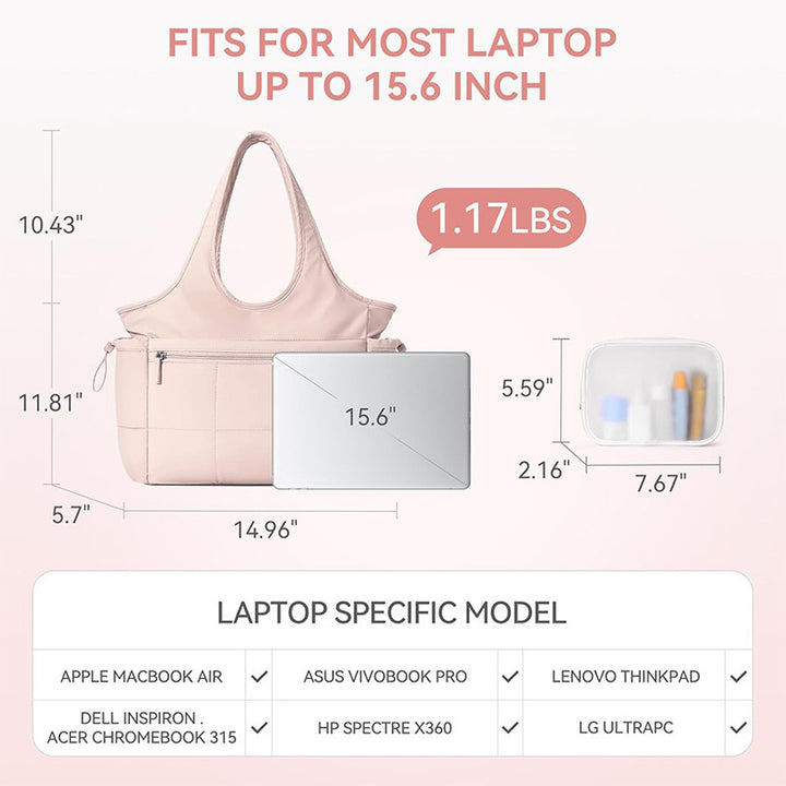 Multifunctional Tote Bag with Removable Cosmetic Bag Bowlift