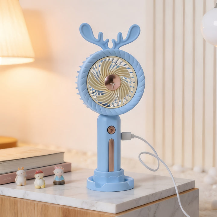 Women Portable Handheld Fan with Creative Antler Design Bowlift