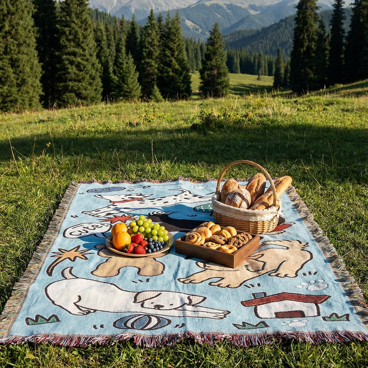 Playful Dog-Themed Throw Blanket