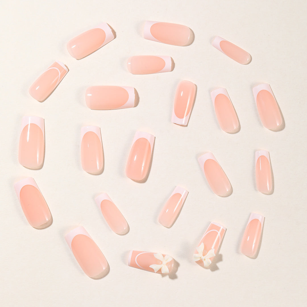 Elegant French Tip Nail Extensions Bowlift