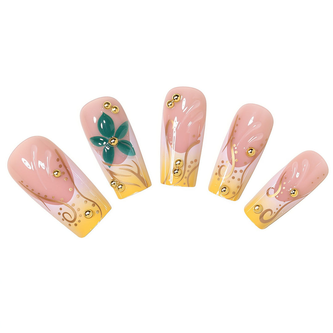 Elegant Floral Nail Art Extensions Bowlift