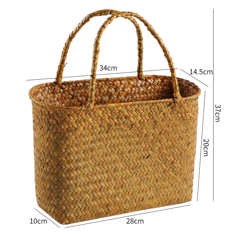 Unisex Handwoven Shopping Container with Double Handle Bowlift