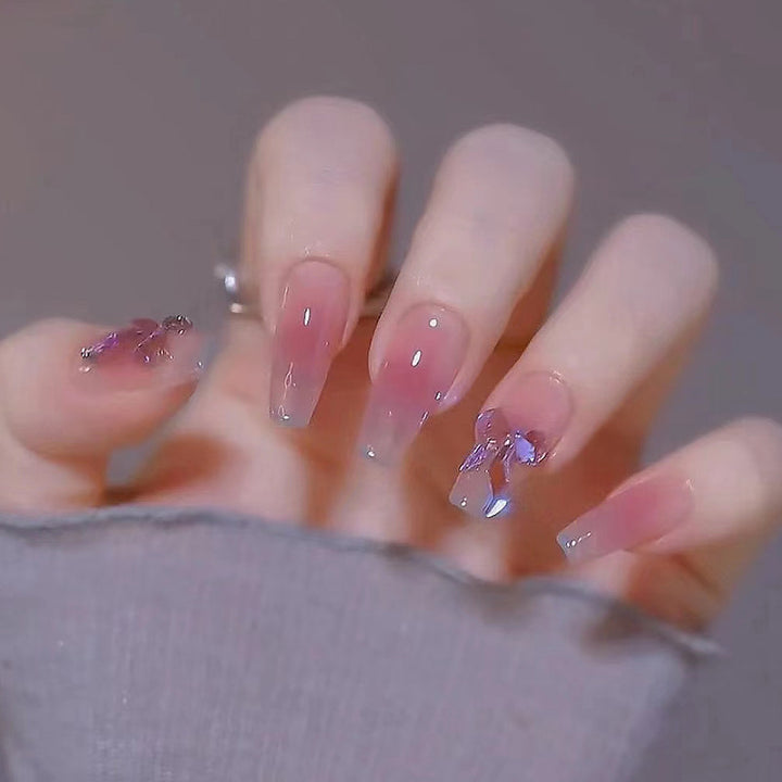 Stylish heart and ombre design artificial nails Bowlift
