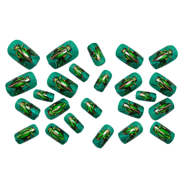 Creative nail art with vibrant insect motifs Bowlift