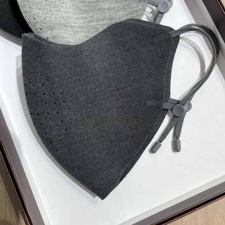 Contoured Perforated Reusable Fabric Face Mask with Adjustable Ear Cords Bowlift