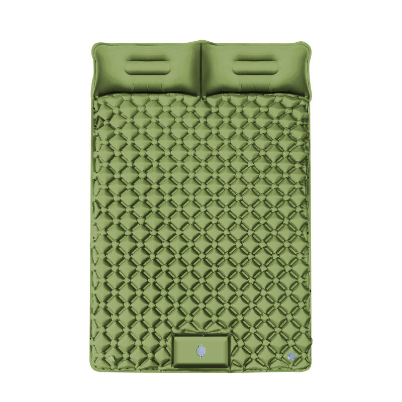 Inflatable camping mattress with integrated headrest and non-slip underside Bowlift