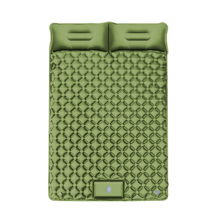 Inflatable camping mattress with integrated headrest and non-slip underside Bowlift