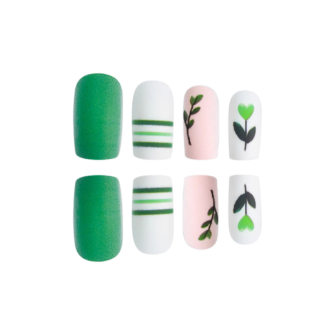 Botanical-Themed Press-On Nail Art Bowlift