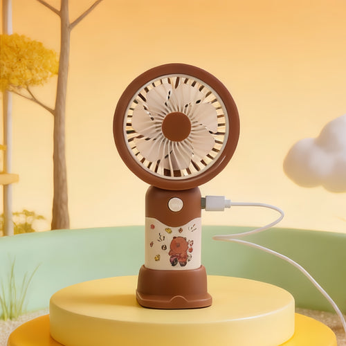 Ladies Portable Hand Fan with Cute Character Design Bowlift