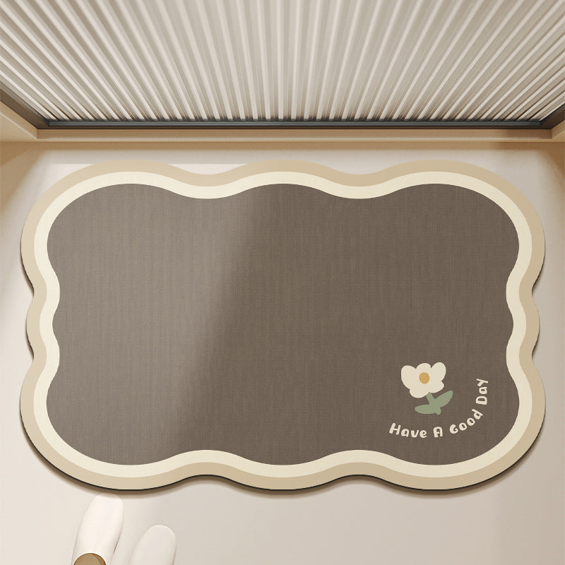 Oval Shaped Welcome Mat with Inspirational Quote