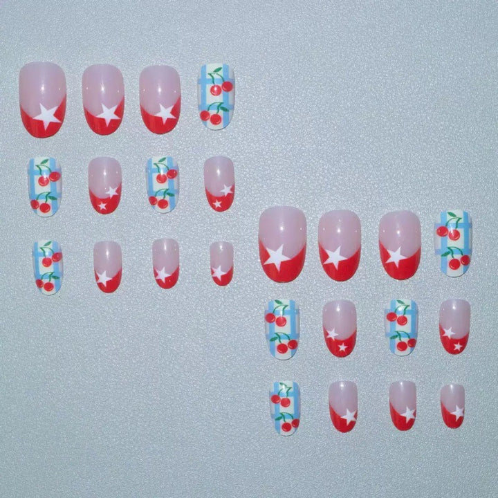 Creative art nails with cherry design Bowlift