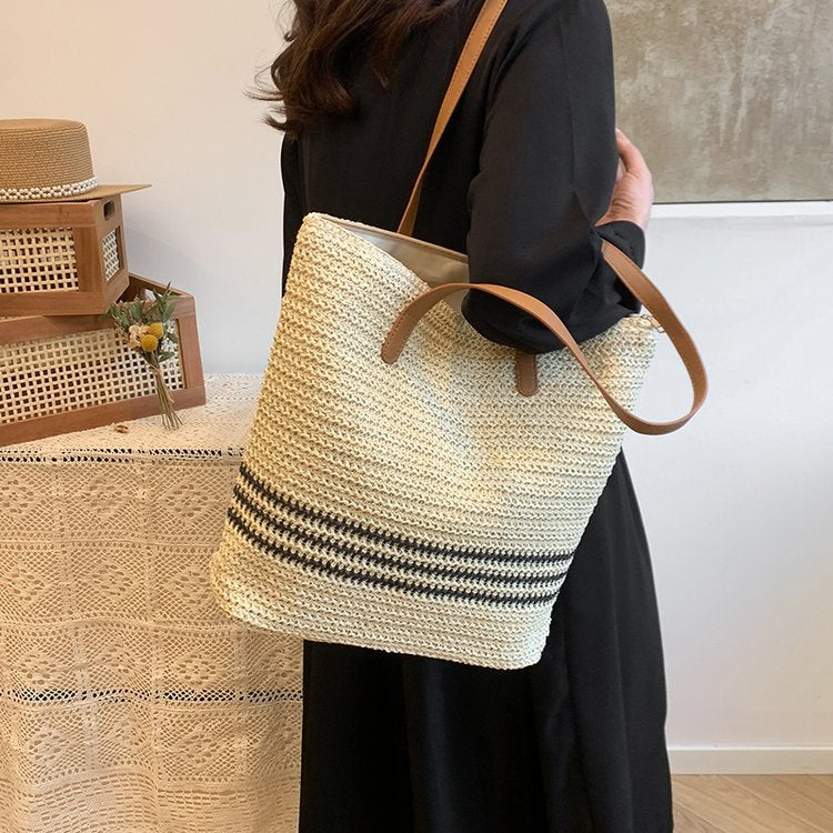Spacious fabric tote bag with leather handles Bowlift