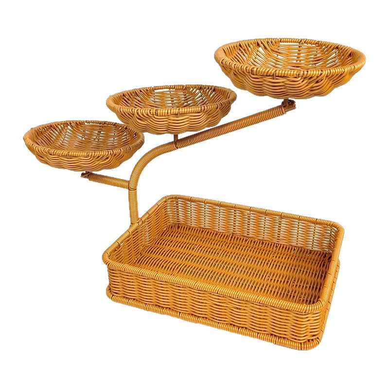 Unisex fruit and vegetable rack made of rattan with multiple levels Bowlift