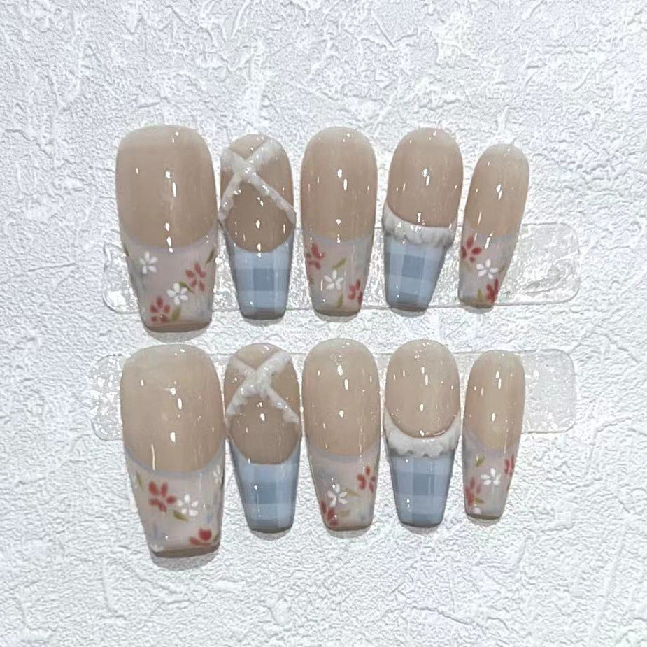Floral Design Acrylic Press-On Nail Set Bowlift