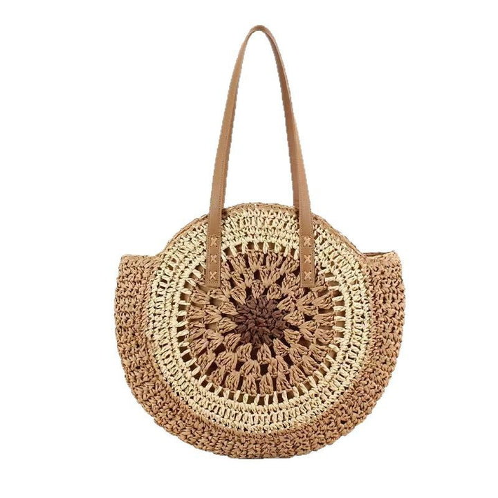 Handmade macrame shopping bag with leather accents Bowlift