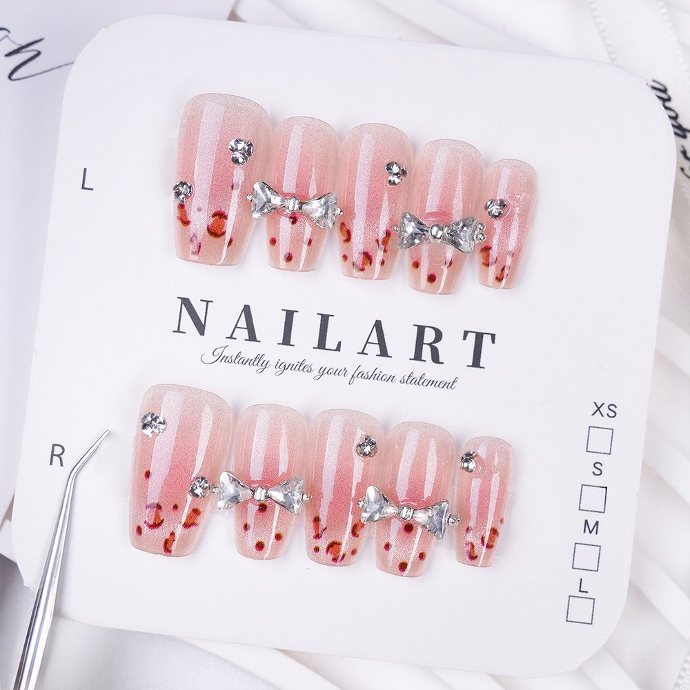 Decorative Press-On Nails with Bow and Rhinestone Accents Bowlift