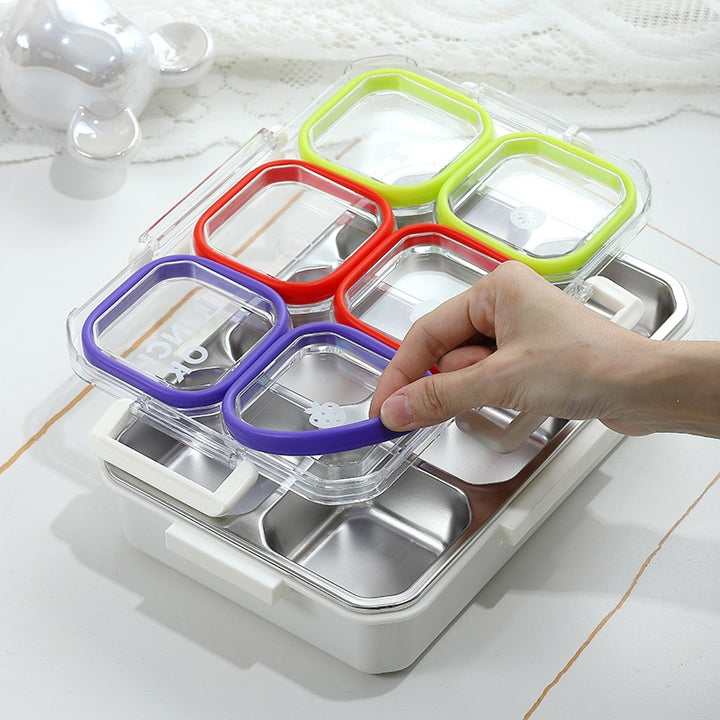 Multi-Section Food Storage Bento Box with Smart Locking Mechanism