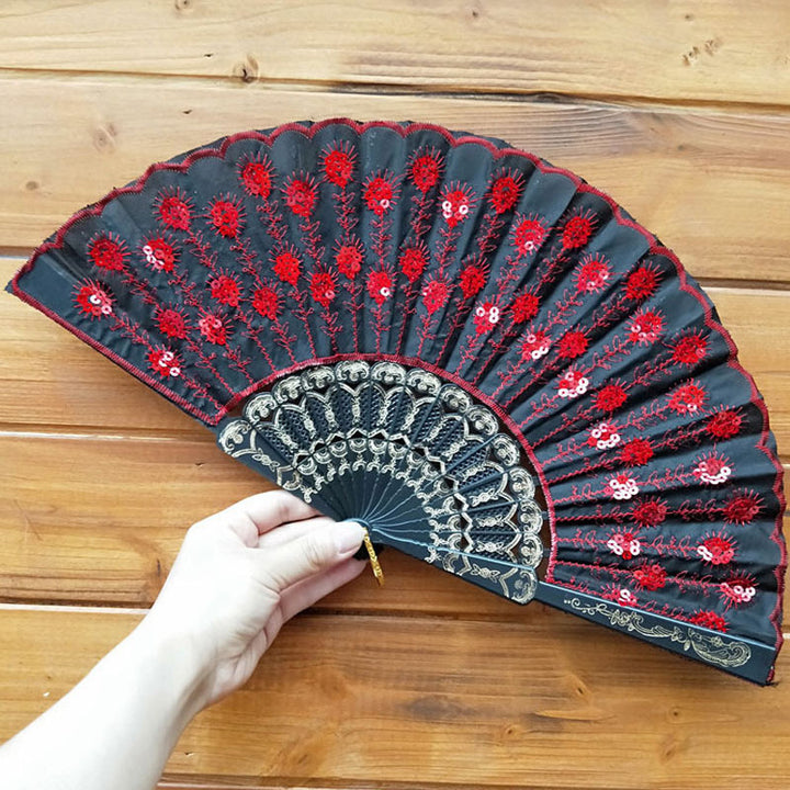 Ladies handcrafted fan with exquisite embroidery Bowlift