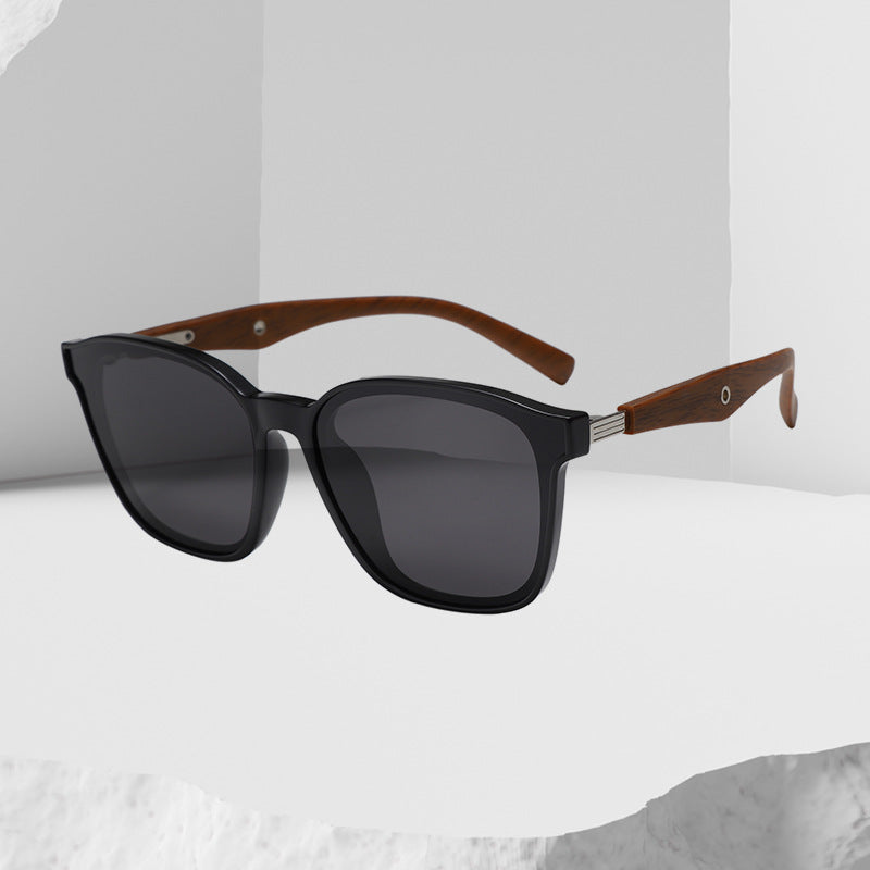 Women stylish oversized sunglasses with wooden accents Bowlift