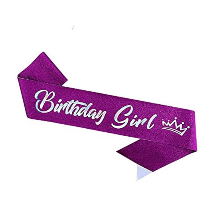 Women's festive birthday sash with glitter Bowlift