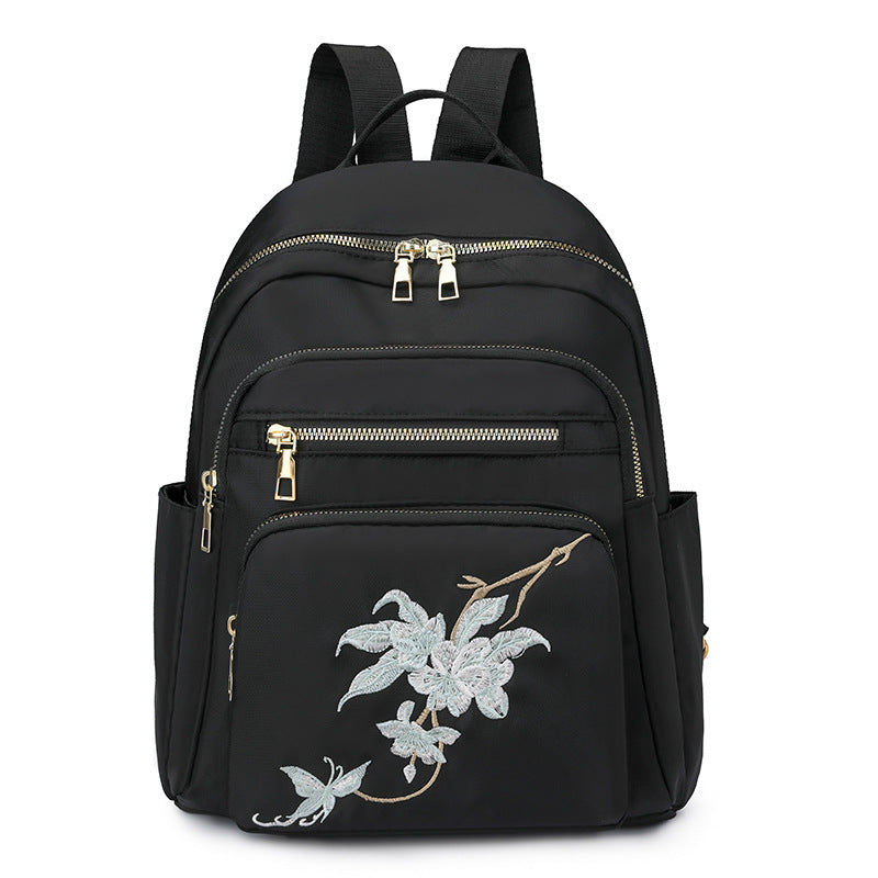 Embroidered Multi-Pocket Backpack