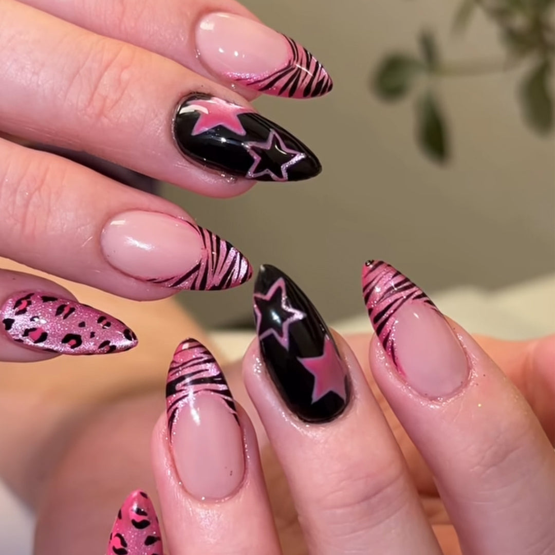 Artistic Stiletto Nail Art Kit with Patterned Design Bowlift