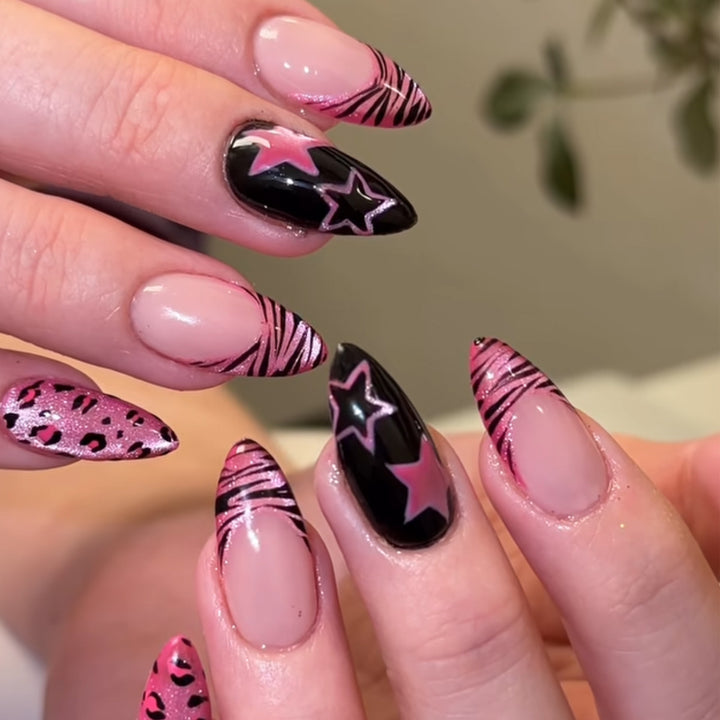 Artistic Stiletto Nail Art Kit with Patterned Design Bowlift