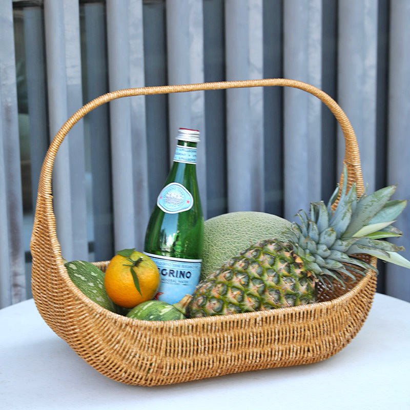 Handcrafted Natural Wicker Carry Basket Bowlift