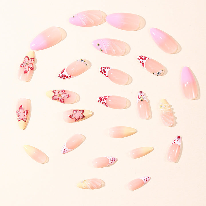 Decorative Floral Acrylic Nail Art Bowlift